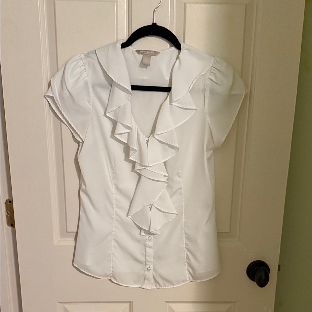 Banana Republic Ivory Ruffle Blouse
